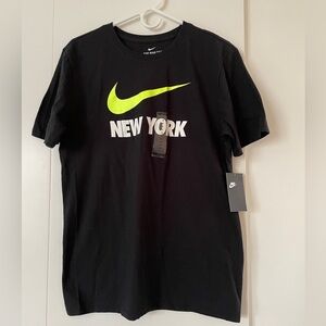 NWT Nike Black Tee with Neon Yellow Swoosh, New York